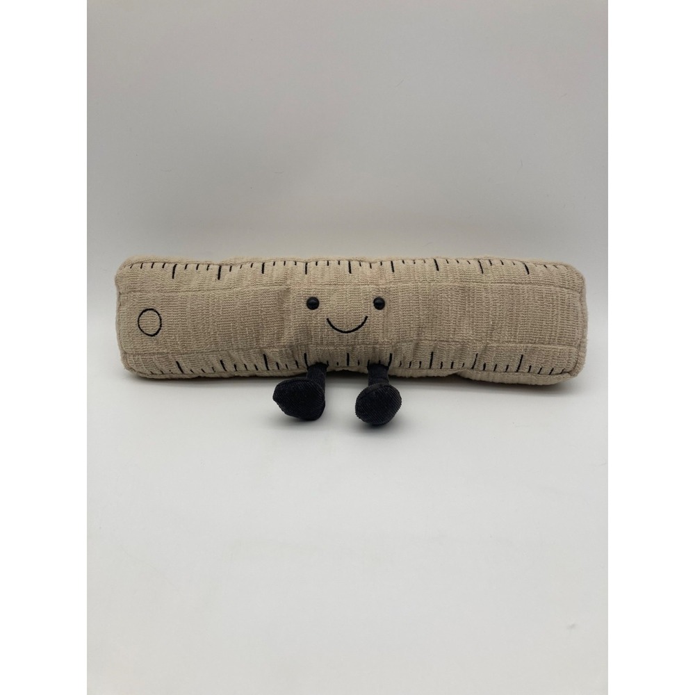 Jellycat Large Smart Stationery Ruler Plush 13" Linen Beige Corduroy Feet HTF